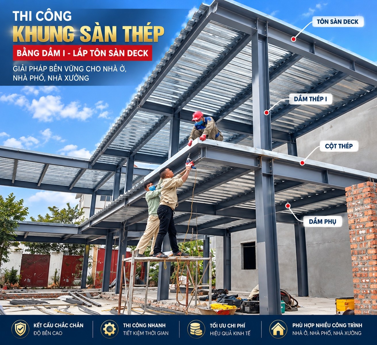 Nhận Gia Công Sàn I, Thi Công Khung Sàn Thép Và Lắp Đặt Tôn Sàn Deck Tại Hà Nội